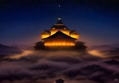 激情丛林原始营地篝火晚会夜晚星空下探险者围坐篝火旁分享故事气氛热烈温暖